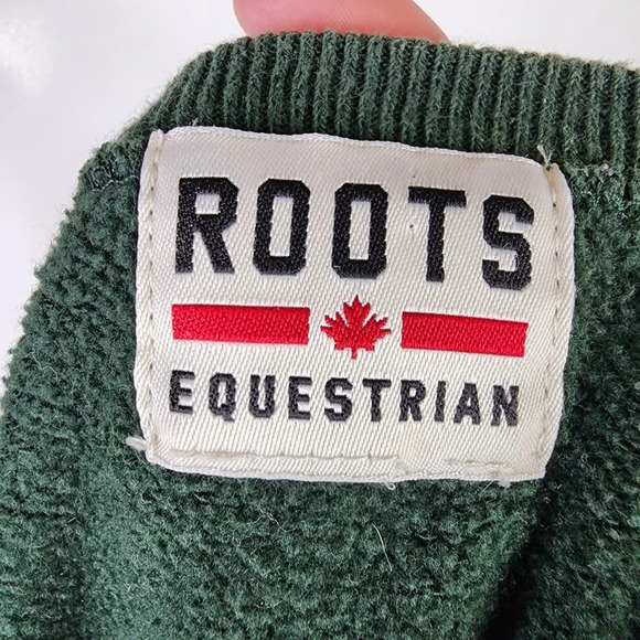 Roots Equestrian Tie Dye Crew Neck Sweatshirt Velveteen Maple Leaf Logo Green - Picture 2 of 12